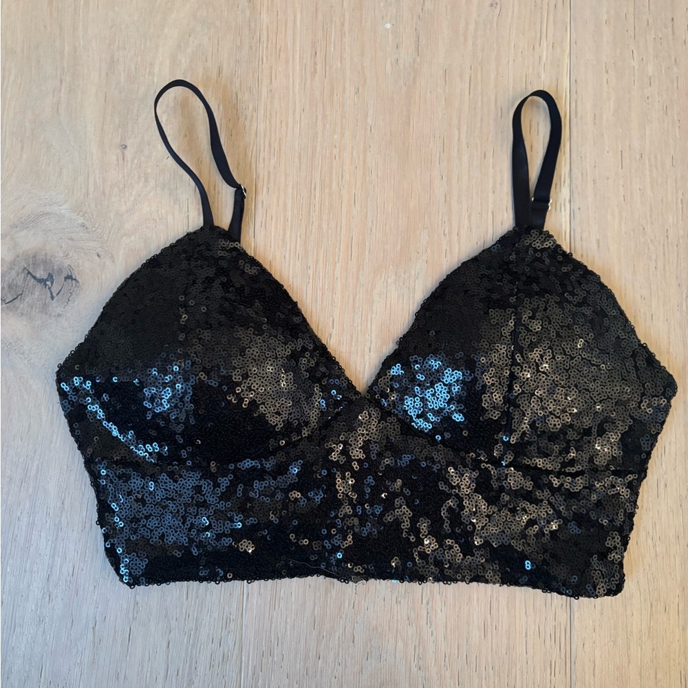 Revamped Black Sequin Bralette